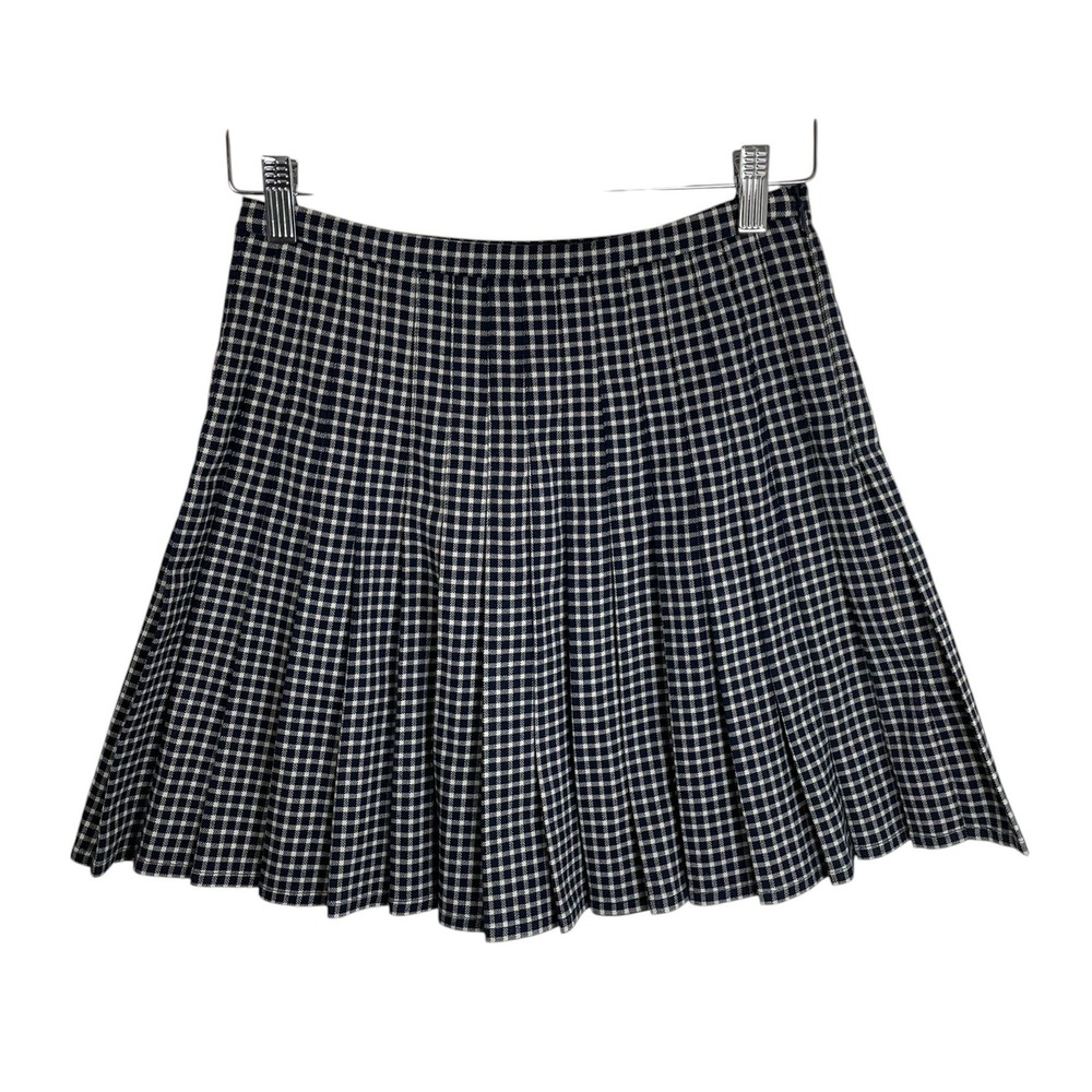 Superdry US 4 Navy White Gingham Pleated Mini‎ Skirt Preppy